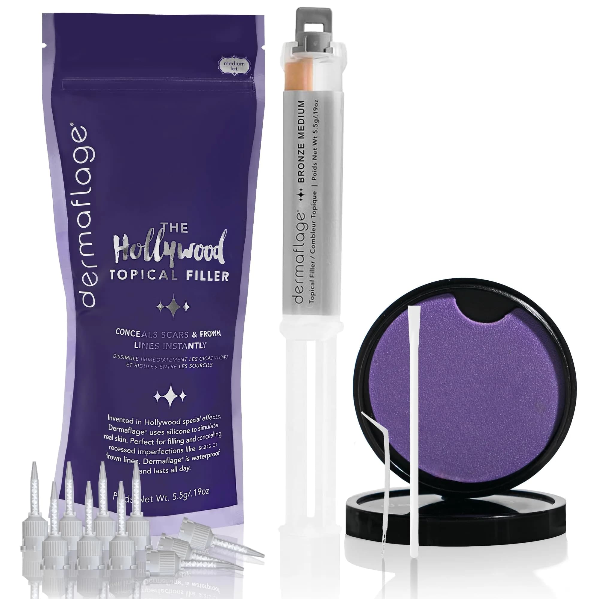 Dermaflage Scar Filler Kit - Deep - Waterproof Concealer for Acne & Wrinkles, 1 mo supply — Bronze Medium