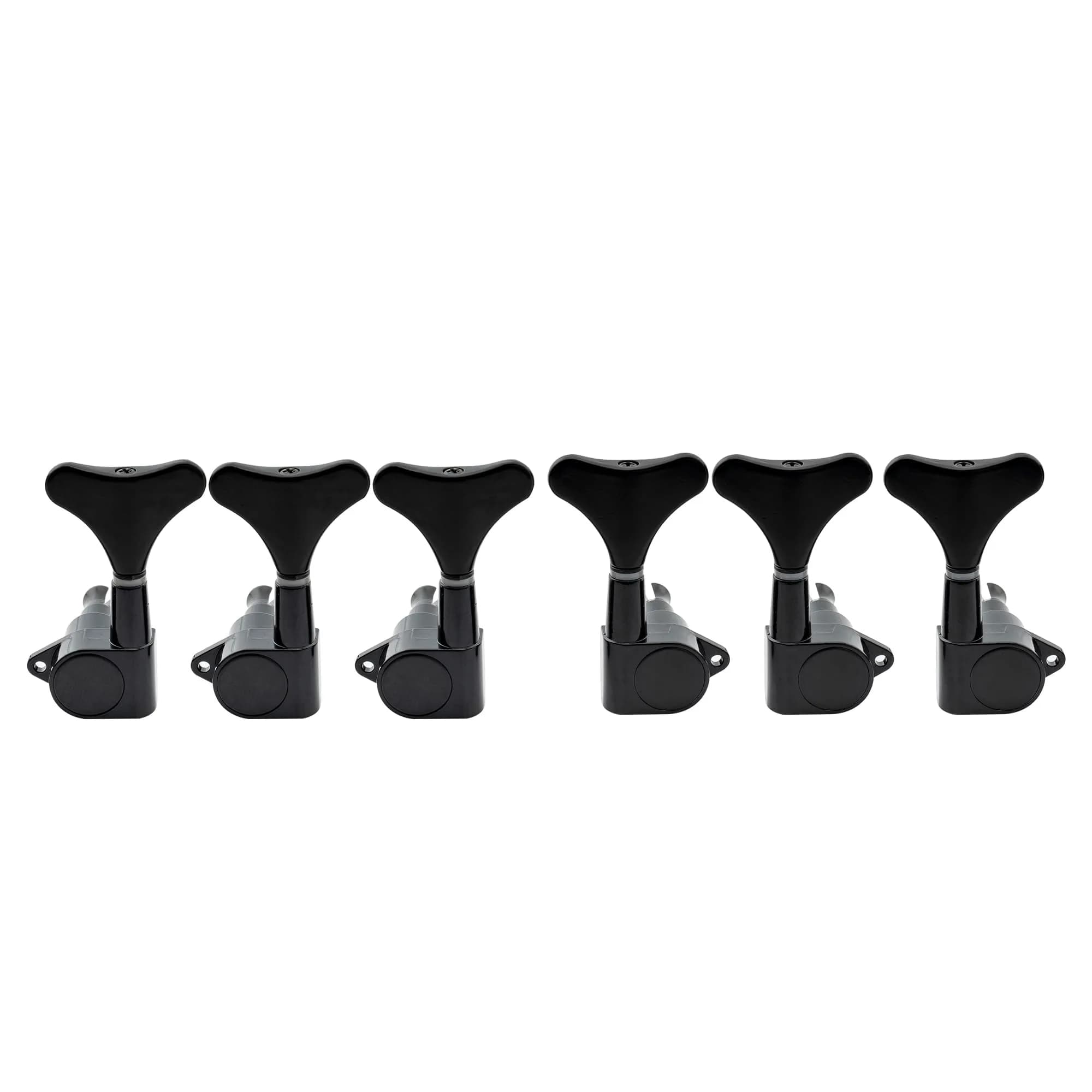 Musiclily Bass Tuning Machines, Chrome, 4 Pieces | Gear Ratio 19:1 for Ibanez Style Bass — 3R3L Black