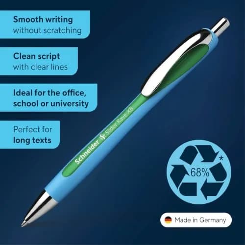 Schneider Slider Rave XB Ballpoint Pen, 1.4mm, Green Ink, 5-Pack | Smooth Writing with Viscoglide Technology thumbnail 2