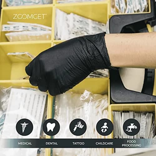AMMEX Black 3 mil Nitrile Disposable Gloves Large Box of 100 | Professional Medical Grade Protection thumbnail 5