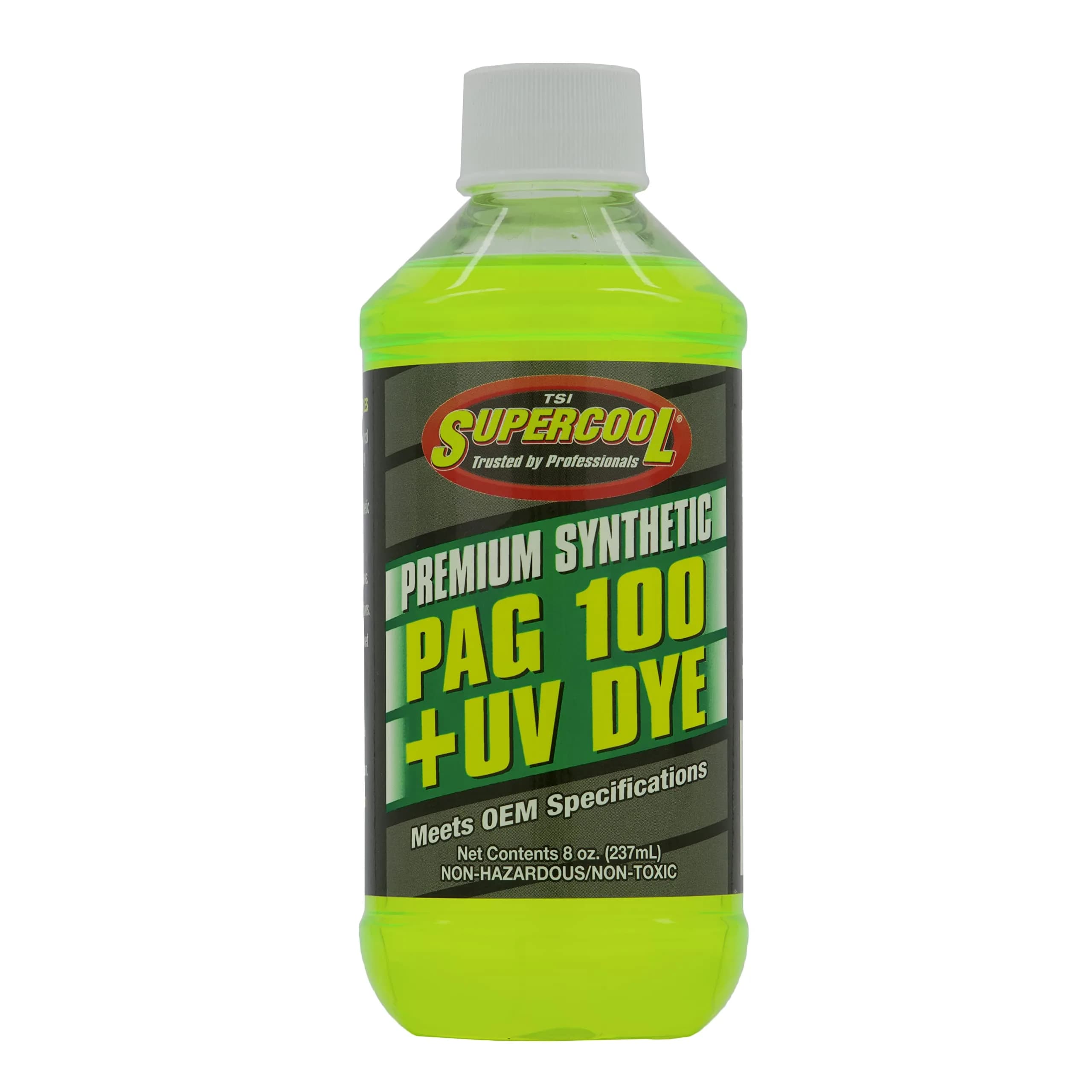 TSI Supercool P100-8D PAG Oil 100 Viscosity with U/V Dye 8oz | High Performance Synthetic PAG Oil for R134a Systems - main product image