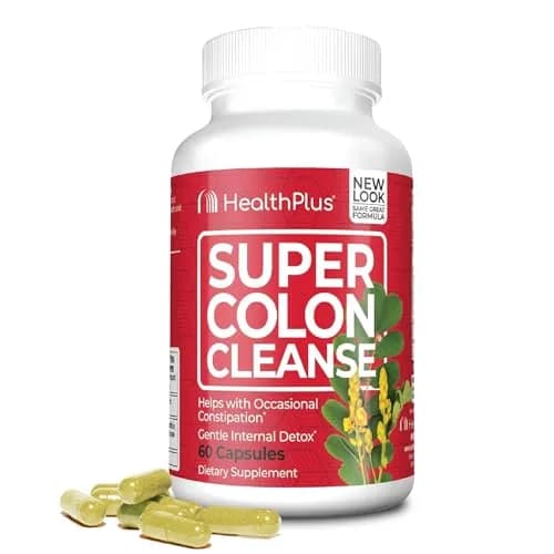 Health Plus Super Colon Cleanse Detox Capsules 60 Count (15 Day Supply) | Gentle Herbal Blend for Occasional Constipation Relief thumbnail 1