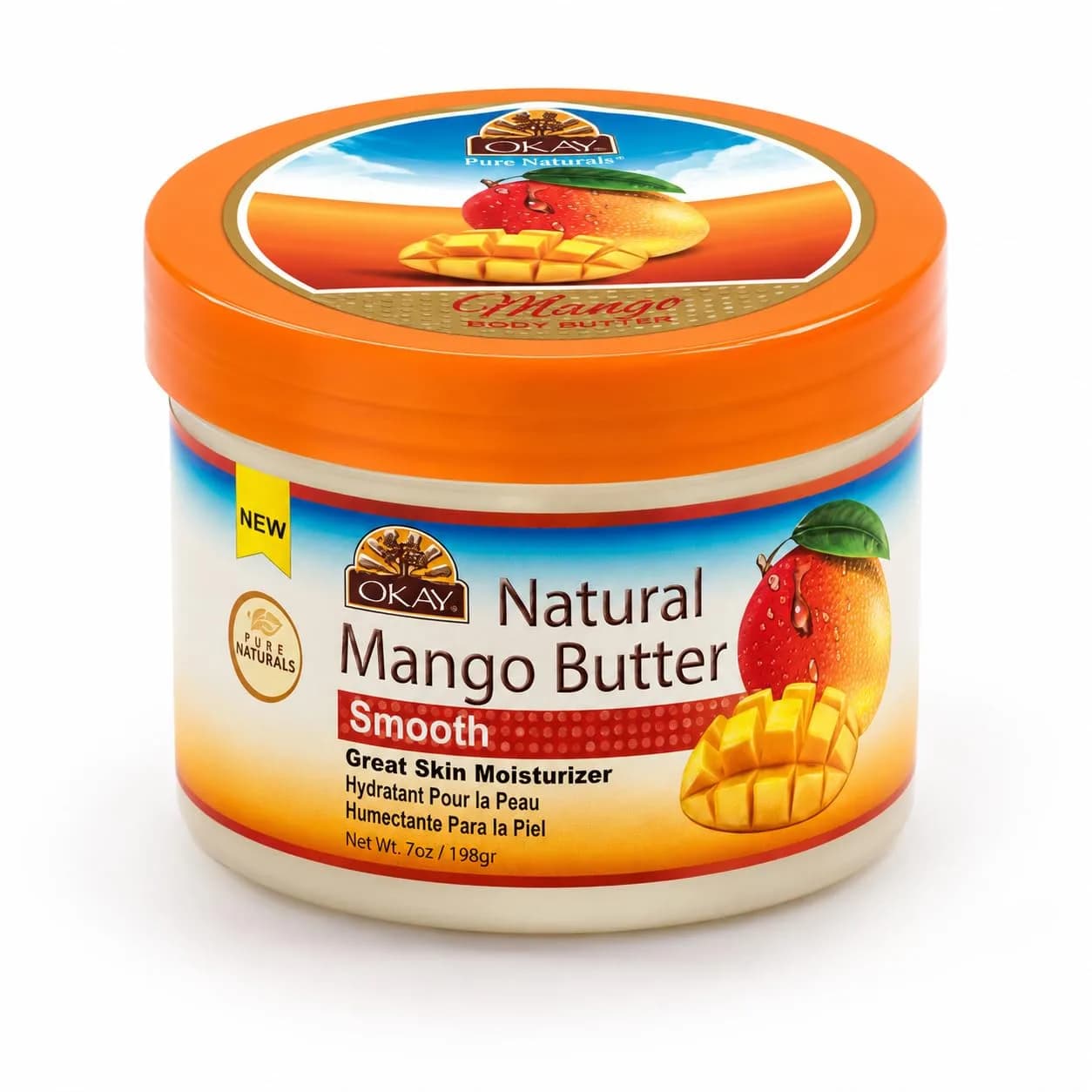 OKAY Natural Shea Butter Raw Chunky, White, 283 g (10 Ounce) | Pure, Unrefined, Moisturizing for Dry Skin — yellow
