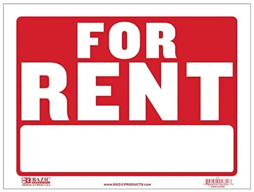 BAZIC Products 12" x 16" For Rent Sign (L-4) | Durable Rental Sign for Office & Apartment Use thumbnail 1