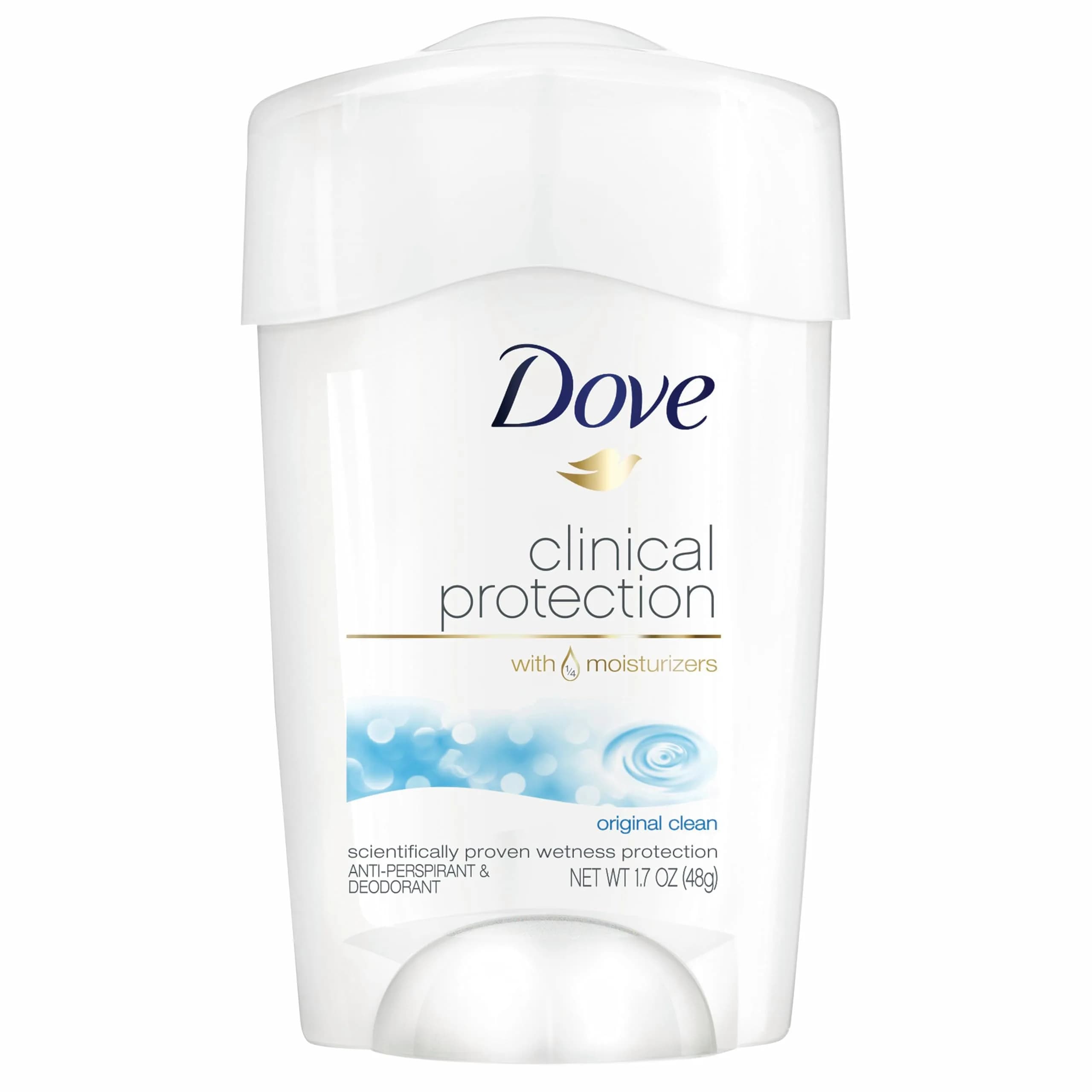 Dove Clinical + Care Original Clean Antiperspirant Stick 1.7 oz | 96H Sweat & Odor Protection, Nourishing Serum, No Alcohol - main product image