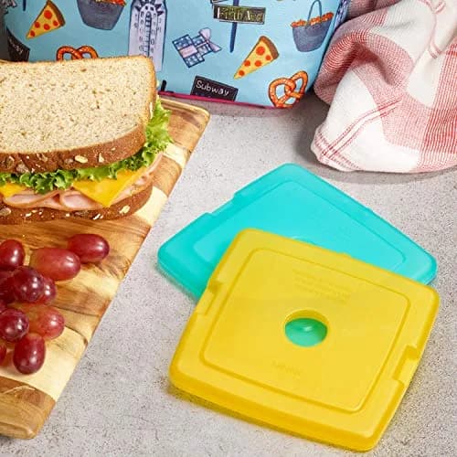 Fit & Fresh 4 Pack Ice Chest Slim Ice Packs | Quick Freeze Space Saving Reusable Ice Packs for Lunch Boxes & Coolers, Multi Colored thumbnail 8