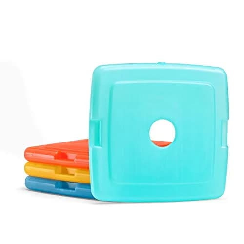 Fit & Fresh 4 Pack Ice Chest Slim Ice Packs | Quick Freeze Space Saving Reusable Ice Packs for Lunch Boxes & Coolers, Multi Colored thumbnail 2