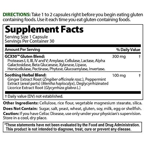 Healthy Digestives Gluten Cutter Enzyme Formula 30 Capsules | Supports Gluten & Lactose Digestion thumbnail 3