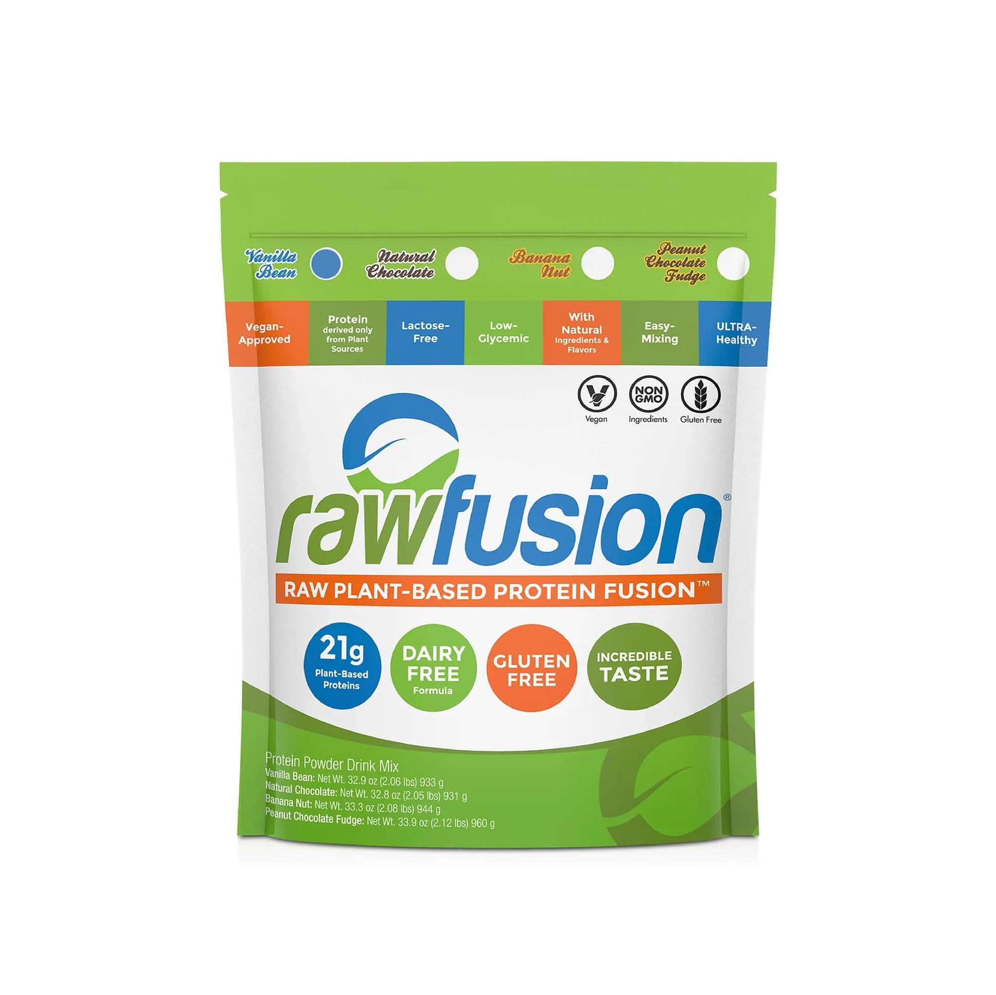 SAN Rawfusion Vegan Protein Powder, Vanilla Bean | 21g Plant-Based Protein, Low Net Carbs, Gluten-Free - main product image