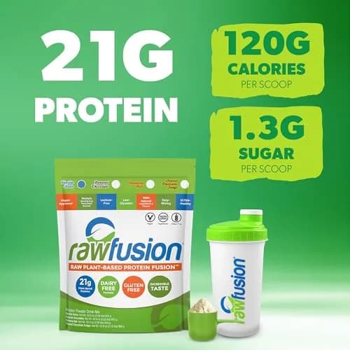SAN Rawfusion Vegan Protein Powder, Vanilla Bean | 21g Plant-Based Protein, Low Net Carbs, Gluten-Free thumbnail 3