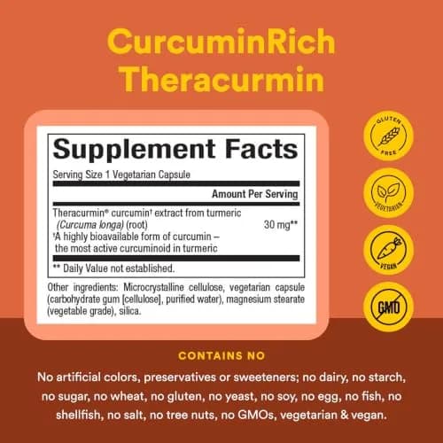 Natural Factors CurcuminRich Theracurmin 30 mg Turmeric Curcumin | Antioxidant & Joint Support (120 Count) thumbnail 4
