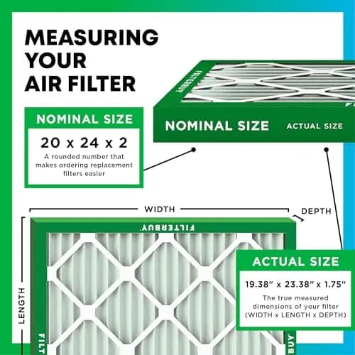 Filterbuy 20x24x2 MERV 13 Air Filter 4-Pack | Captures 98% Dust, Smoke & Allergens thumbnail 2