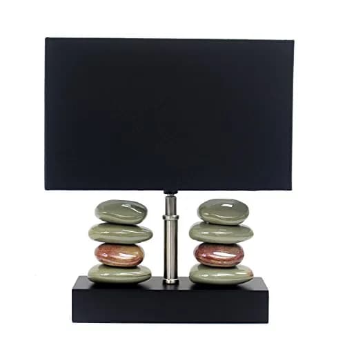 Elegant Designs LT1036-BLK Rectangular Dual Stacked Stone Ceramic Table Lamp, Black | Modern Bedroom & Office Decor thumbnail 7