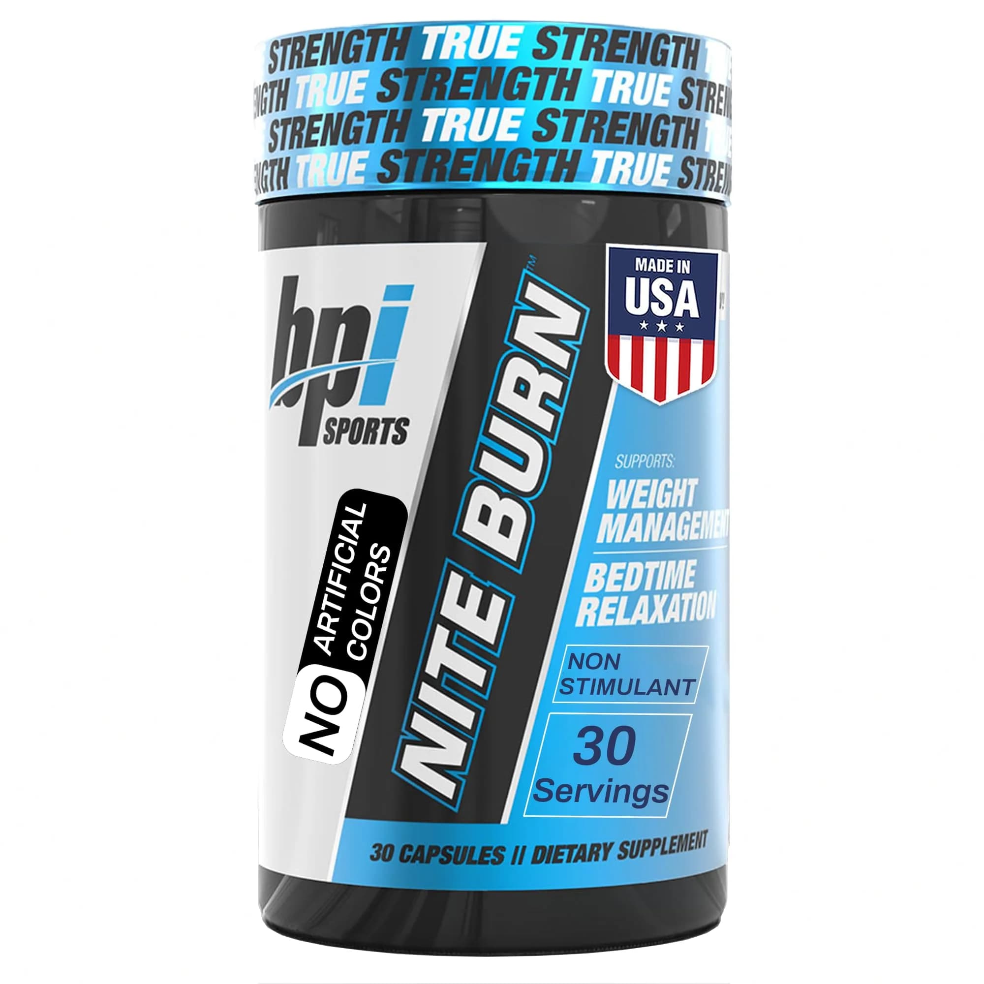BPI Sports Nite Burn Nighttime Fat Burner & Sleep Support 30 Capsules | Keto-Friendly Weight Loss & Metabolism Boost — White