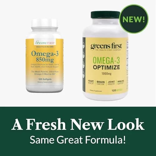 Greens First Omega-3 Optimize Daily Supplement 850mg | Ultra-Pure Marine Oil for Heart, Brain & Joints (120 Softgels) thumbnail 5