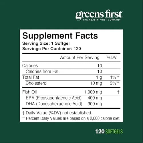 Greens First Omega-3 Optimize Daily Supplement 850mg | Ultra-Pure Marine Oil for Heart, Brain & Joints (120 Softgels) thumbnail 9