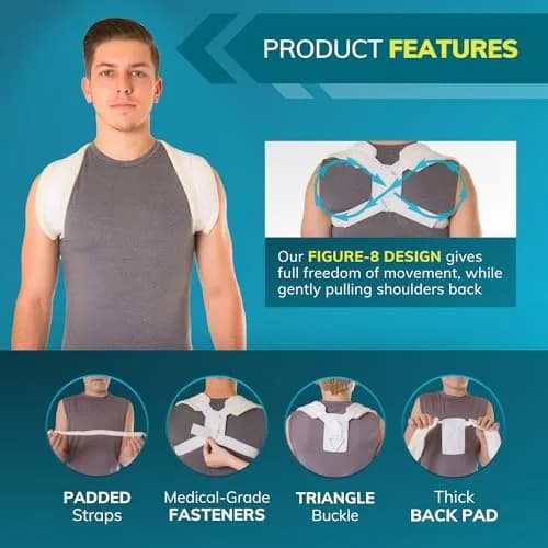 BraceAbility Clavicle Support Brace Small | Figure 8 Upper Back Brace Posture Corrector for Women and Men thumbnail 4