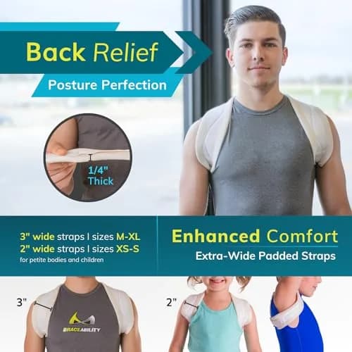 BraceAbility Clavicle Support Brace Small | Figure 8 Upper Back Brace Posture Corrector for Women and Men thumbnail 5