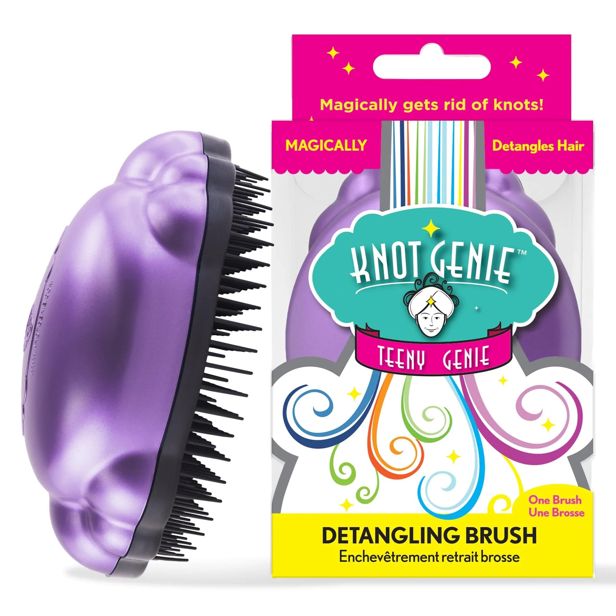 Knot Genie Teeny Detangling Hair Brush for Kids (Lilac Loveliness) | Pain-Free, Gentle, Compact - main product image