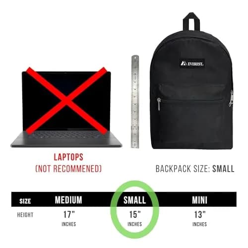 EVEREST Basic Backpack 13.9 L (15" Laptop Sleeve) | Everyday Travel Daypack thumbnail 4