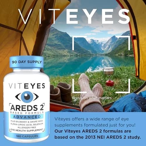 Viteyes AREDS 2 Advanced Eye Vitamins, Macular Support with Bilberry, Grape Seed, FloraGlo Lutein, Selenium, Natural Vitamin E, 180 Capsules thumbnail 2