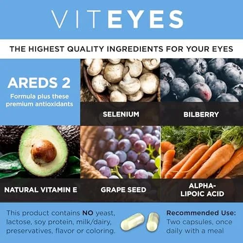 Viteyes AREDS 2 Advanced Eye Vitamins, Macular Support with Bilberry, Grape Seed, FloraGlo Lutein, Selenium, Natural Vitamin E, 180 Capsules thumbnail 3