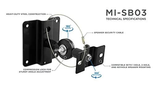 Mount-It! Heavy Duty Universal Satellite Speaker Mounts (4-Pack, Black) | Mounts for Home Theater, Bookshelf, Ceiling, Wall thumbnail 4
