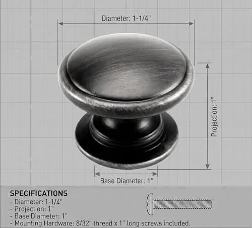Cosmas 4702ORB Oil Rubbed Bronze Knob 3.18 cm (1-1/4 Inch) Diameter with 2.54 cm (1 Inch) Base | Pack of 25 for Cabinets & Furniture thumbnail 3