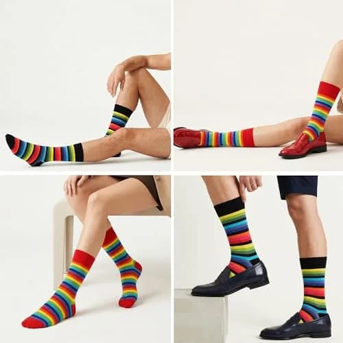 Mysocks Rainbow Socks Unisex Crew Length 8-12 | Colorful Pride Striped Socks for Women Men thumbnail 5