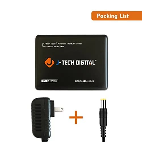 J-Tech Digital 1x2 HDMI Splitter 4K Ultra HD 3840x2160 | Supports 3D & Deep Color thumbnail 4