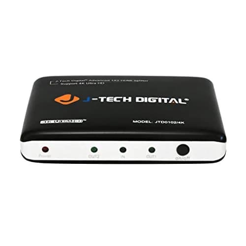 J-Tech Digital 1x2 HDMI Splitter 4K Ultra HD 3840x2160 | Supports 3D & Deep Color thumbnail 3