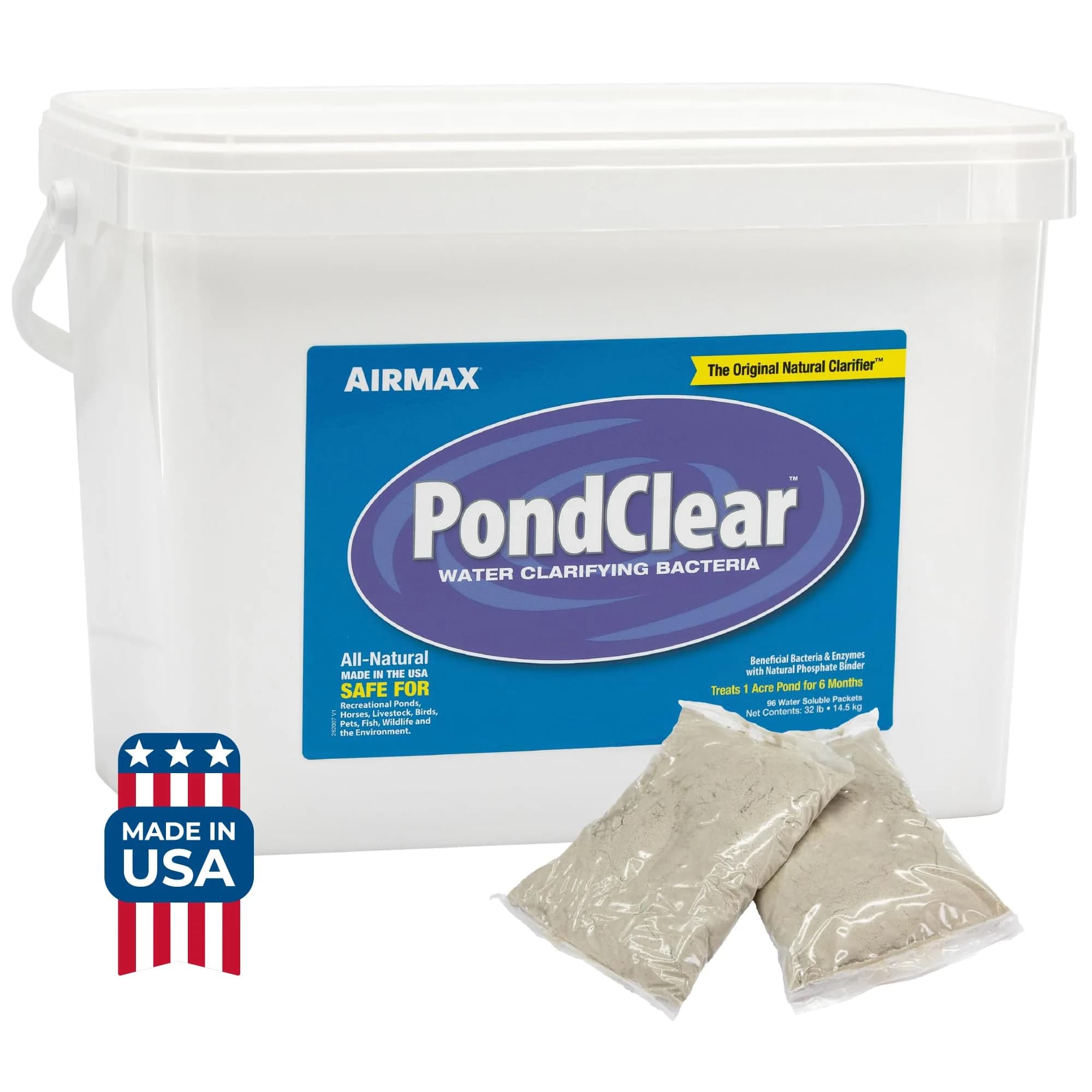Airmax PondClear Beneficial Bacteria Packets 96 Count | 20 Years Industry Leading Water Clarifier