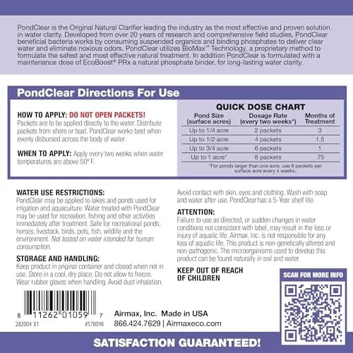Airmax PondClear Packets Beneficial Bacteria Pond Clarifier 12 Packets | Clears Pond Water in 2-4 Weeks thumbnail 2