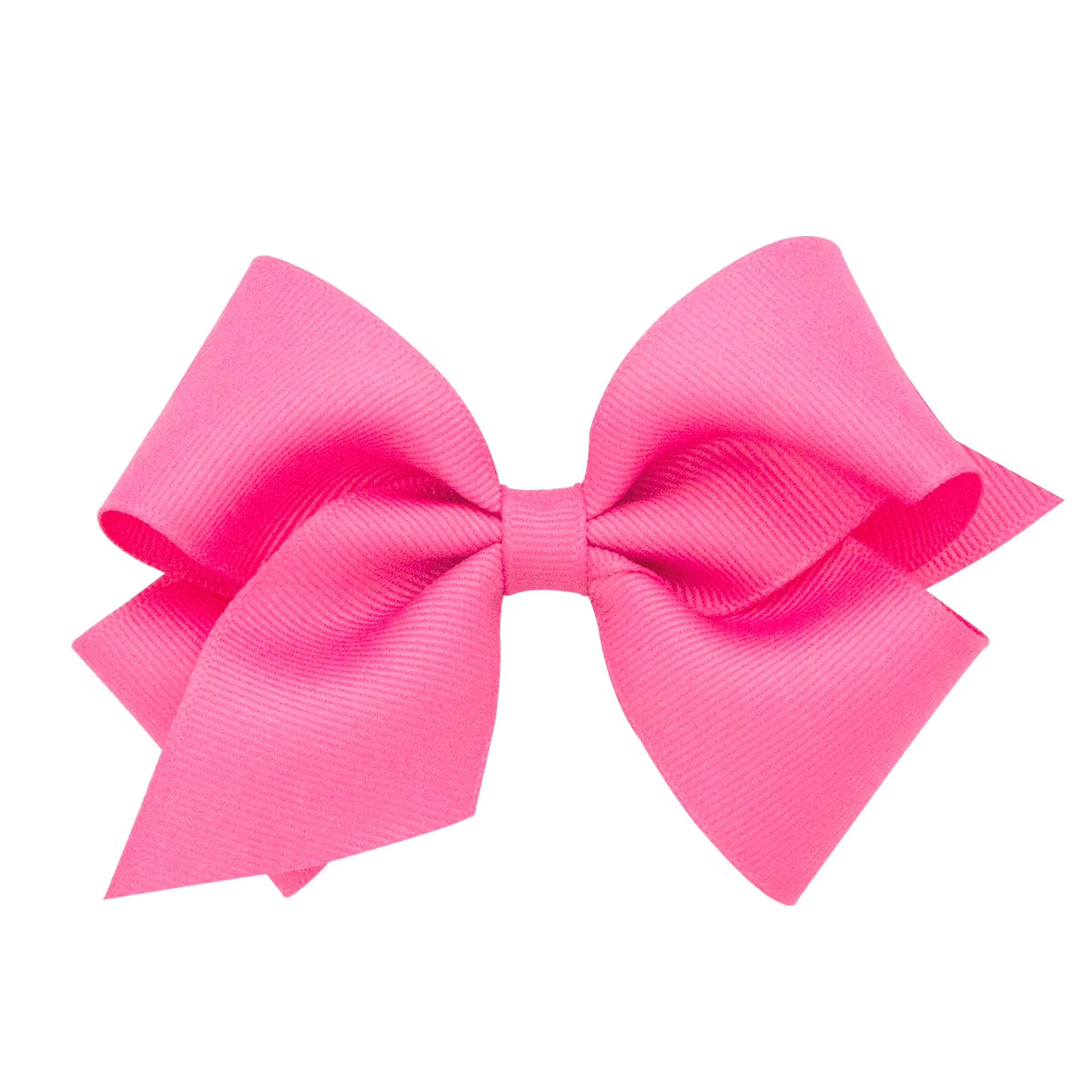 Wee Ones Small Antique White Grosgrain Hair Bow | Handmade Classic Hair Accessory — Hot Pink