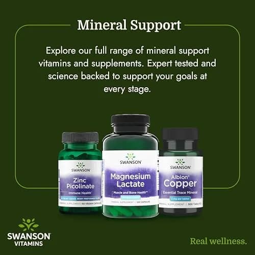 Swanson Magnesium Lactate Lactose-Free 84 mg | Supports Muscles & Bones, Gentle Absorption thumbnail 6