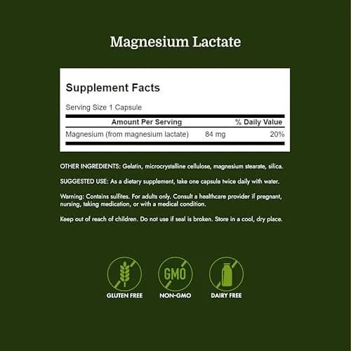 Swanson Magnesium Lactate Lactose-Free 84 mg | Supports Muscles & Bones, Gentle Absorption thumbnail 4