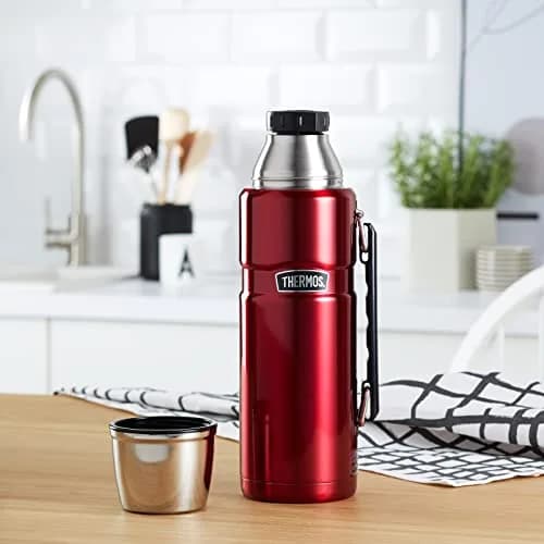 Thermos Stainless King Flask, Cranberry Red, 1.2 L (40.6 oz) | 24 Hours Hot & Cold thumbnail 2