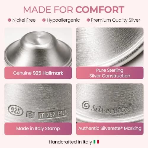 Silverette Nursing Cups Small | 925 Sterling Silver Nipple Shields for Breastfeeding thumbnail 6