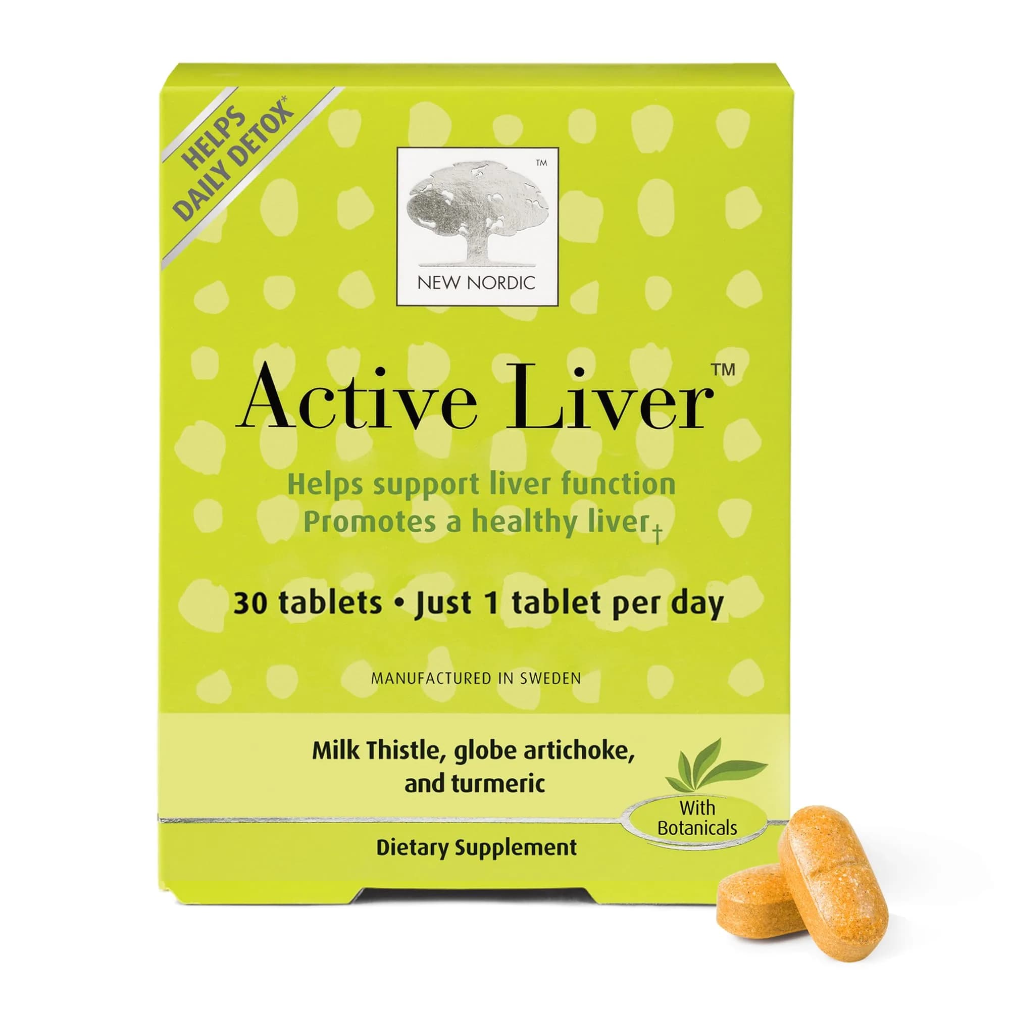 NEW NORDIC Active Liver Daily Support Supplement 30-Day Supply - 30 Tablets | Plant-Based Botanical Blend for Liver Health - main product image