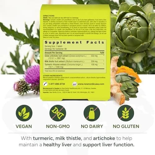 NEW NORDIC Active Liver Daily Support Supplement 30-Day Supply - 30 Tablets | Plant-Based Botanical Blend for Liver Health thumbnail 5
