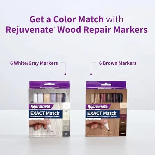 Rejuvenate Exact Match Wood Furniture & Floor Repair Markers, 6 Count, Brown Markers Cover All Scratches, Scuffs And Damage To Wood Furniture And Flooring thumbnail 7