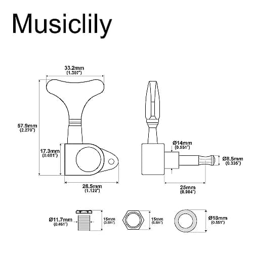 Musiclily Bass Tuning Machines, Chrome, 4 Pieces | Gear Ratio 19:1 for Ibanez Style Bass thumbnail 2