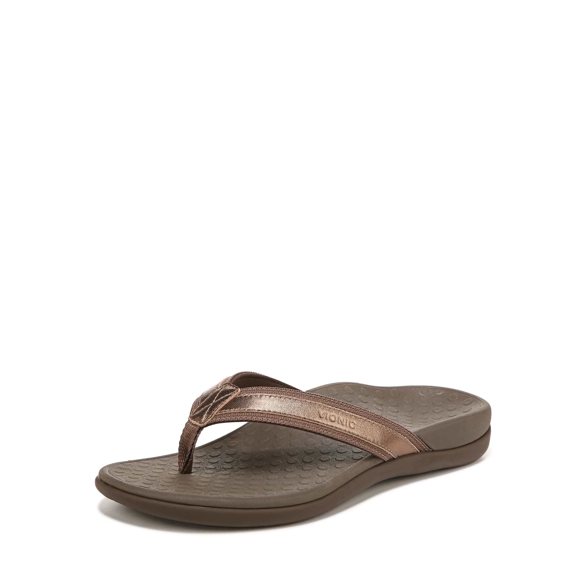 VIONIC Women's Tide II Flip-Flop Sandal White 7 B(M) US (2.54 cm Heel) | Arch Support for All-Day Comfort — Bronze Metallic / 8