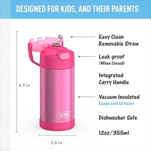 THERMOS FUNTAINER Water Bottle with Straw, 12oz (355ml) | Keeps Drinks Cold for 12 Hours thumbnail 3