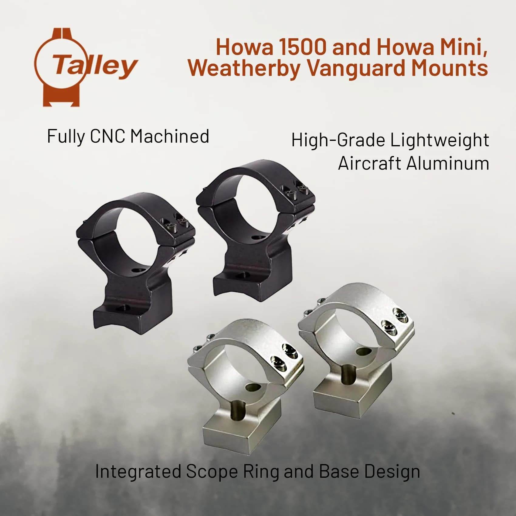 Talley 30mm Weatherby Vanguard High Scope Mount | Integrated Alloy Design, Lightweight CNC Machined Aluminum thumbnail 5
