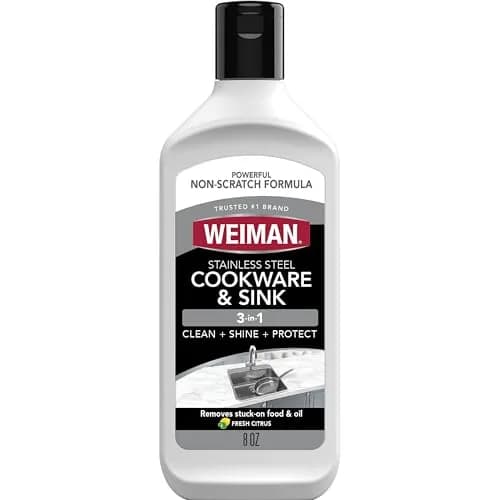 Weiman Stainless Steel Sink Cleaner & Polish 237ml (8 Fl Oz) | Streak-Free Shine for Cookware & Sinks thumbnail 1