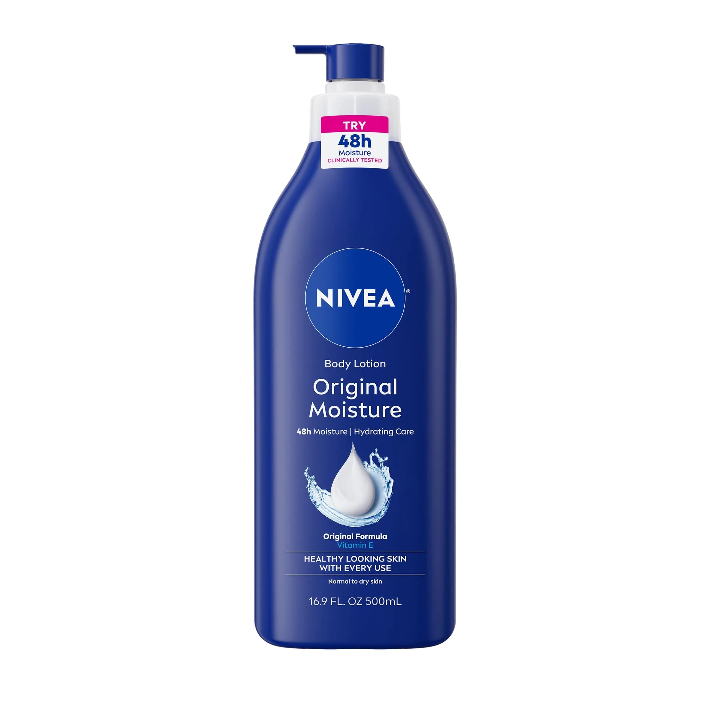 NIVEA Original Moisture Body Lotion with Vitamin E, 16.9 Fl Oz (Pack of 2) | 48-Hour Deep Nourishing Moisture for Normal to Dry Skin — White