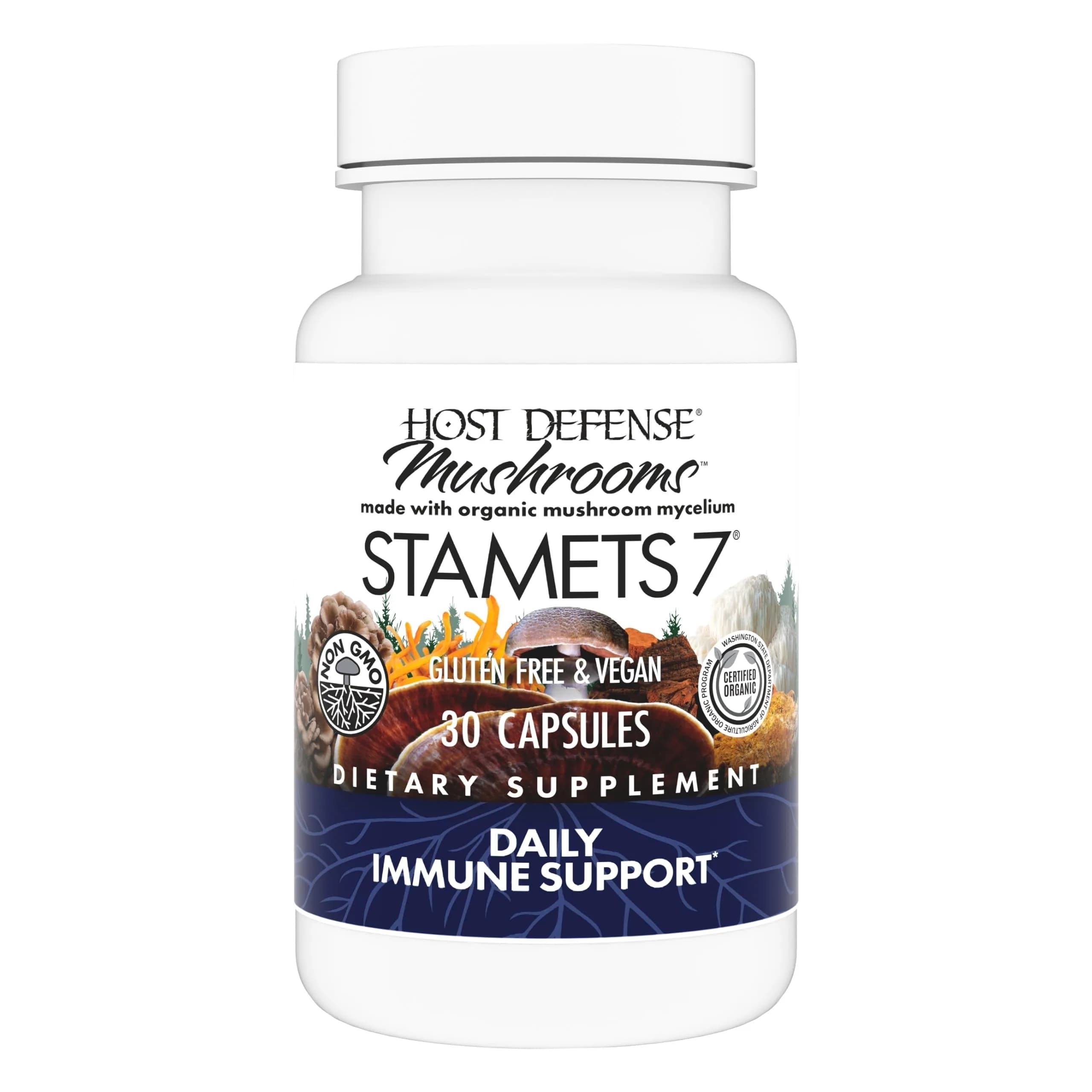 Host Defense Stamets 7 Capsules 30 Count | 7-Species Mushroom Blend for Daily Wellness