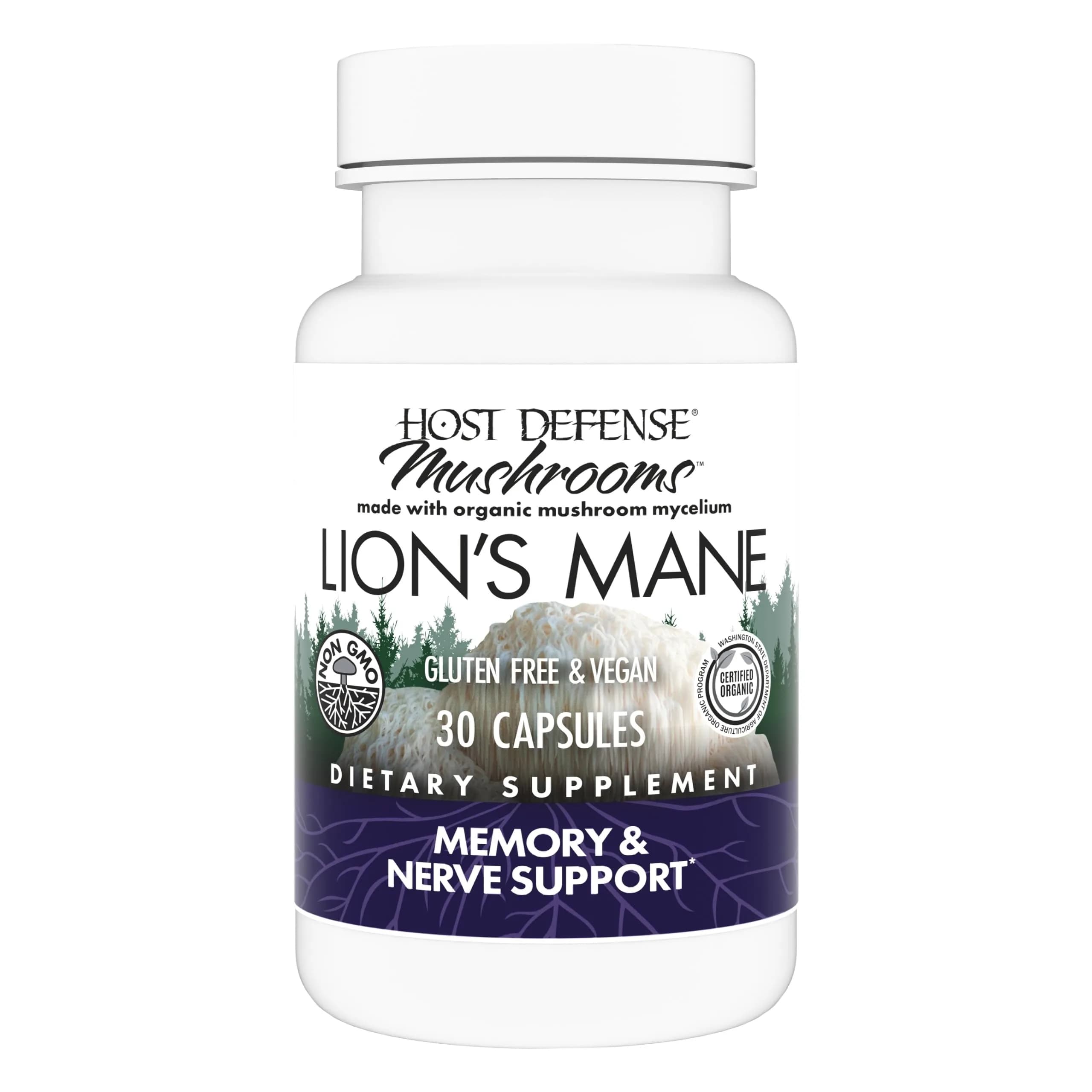 Host Defense Lion's Mane, Brain Support & Focus, 30 Capsules | Supports Memory & Clarity