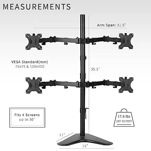 VIVO Quad Monitor Free-Standing Mount 13"-30" Screens | Holds 4 Displays up to 17.6 lbs Each thumbnail 6